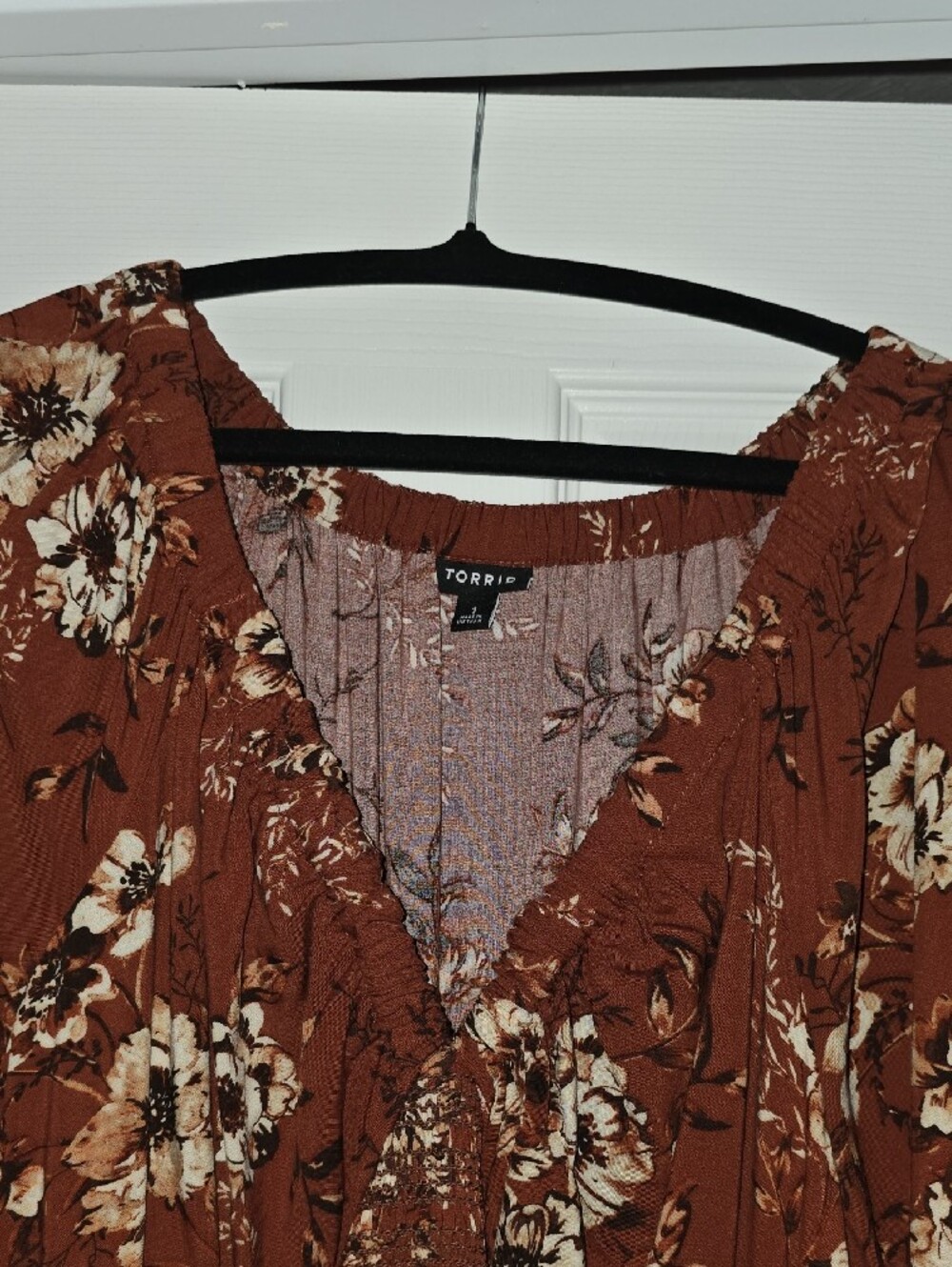 torrid Rust Floral Maxi Dress with Cream & Black Accents - Picture 2 of 2